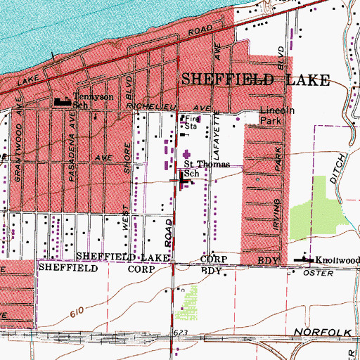 Topographic Map of Saint Thomas School, OH