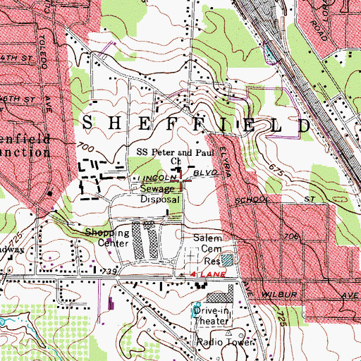 Topographic Map of Saints Peter and Paul Church, OH
