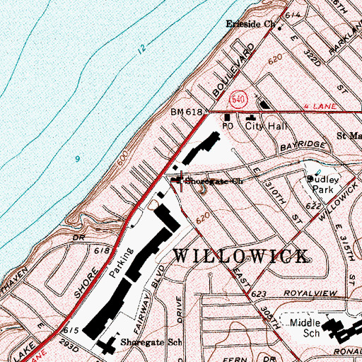 Topographic Map of Shoregate United Methodist Church, OH
