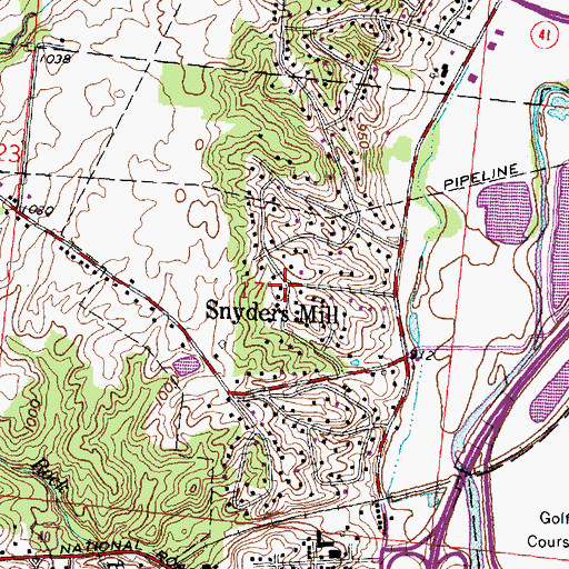 Topographic Map of Snyders Mill, OH