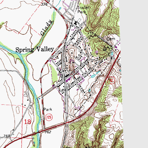 Topographic Map of Spring Valley, OH