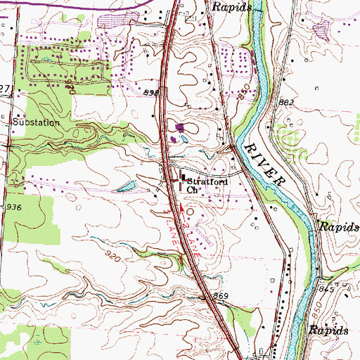 Topographic Map of Stratford Saint Pauls United Methodist Church, OH