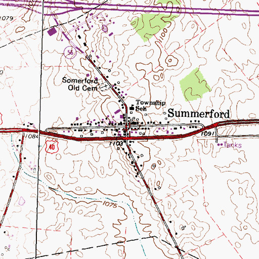 Topographic Map of Summerford, OH