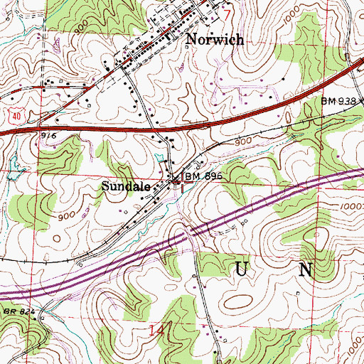 Topographic Map of Sundale, OH