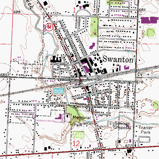 Topographic Map of Swanton, OH