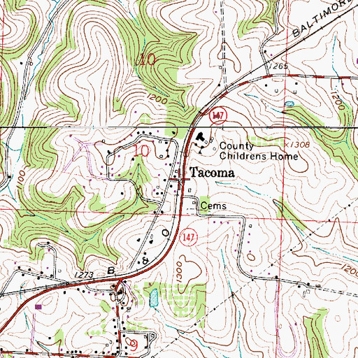 Topographic Map of Tacoma, OH