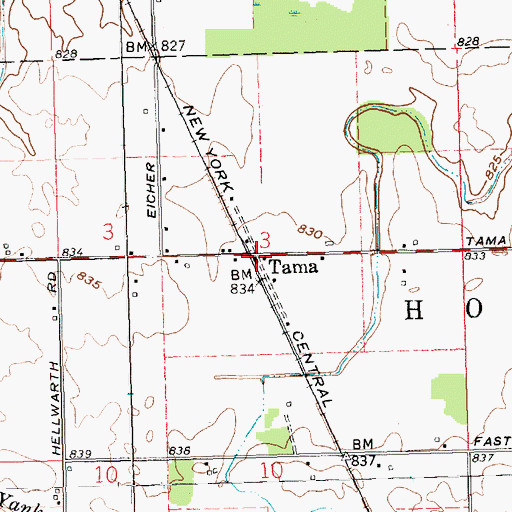 Topographic Map of Tama, OH