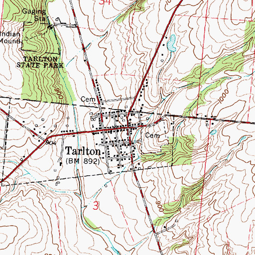 Topographic Map of Tarlton, OH