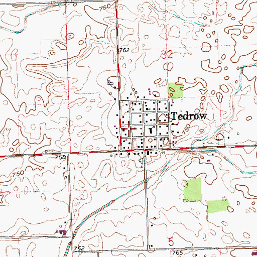 Topographic Map of Tedrow, OH