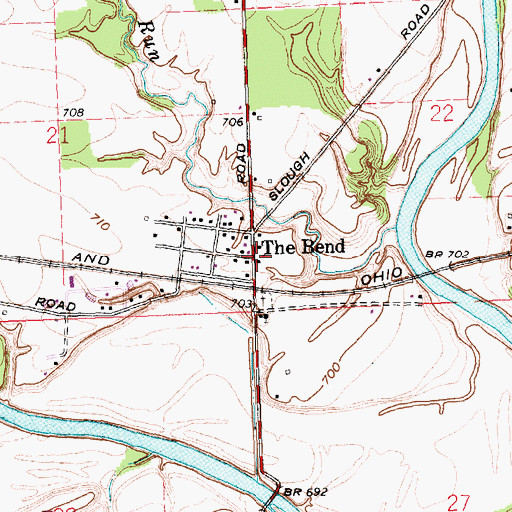 Topographic Map of The Bend, OH