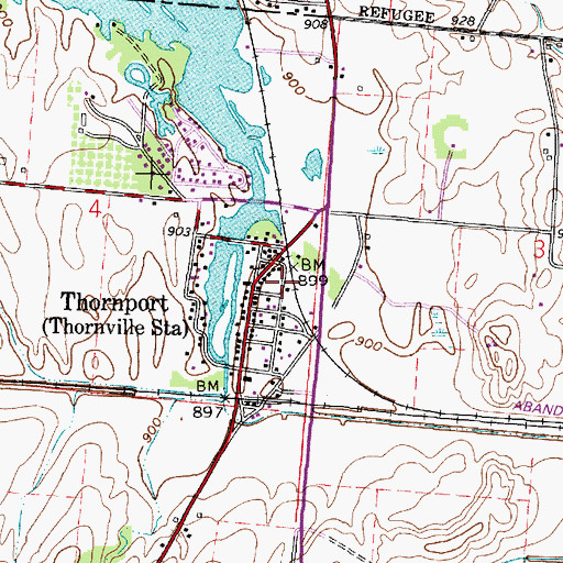 Topographic Map of Thornport, OH