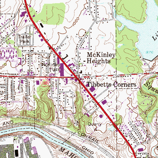 Topographic Map of Tibbetts Corners, OH