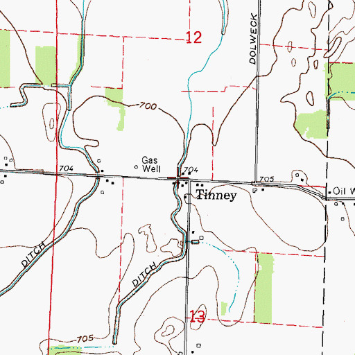 Topographic Map of Tinney, OH