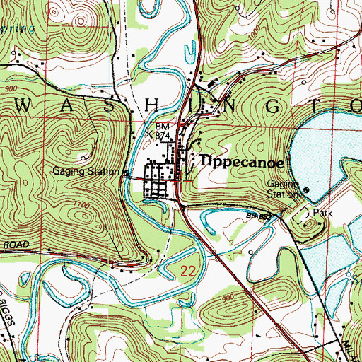 Topographic Map of Tippecanoe, OH