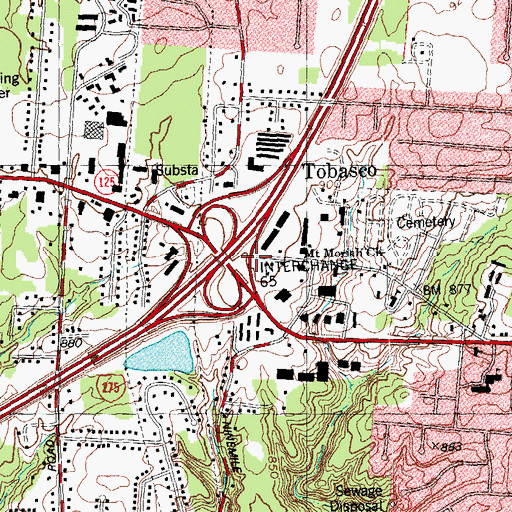 Topographic Map of Tobasco, OH