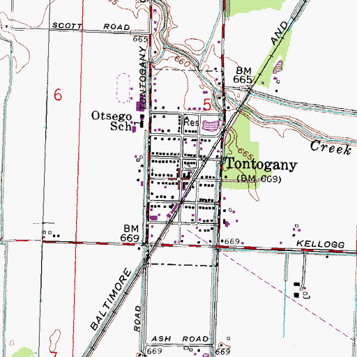 Topographic Map of Tontogany, OH
