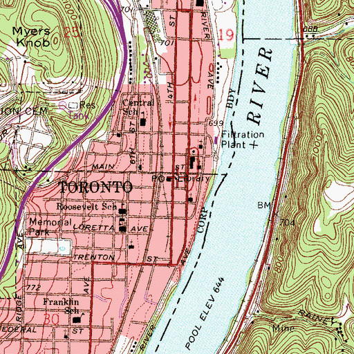 Topographic Map of Toronto, OH