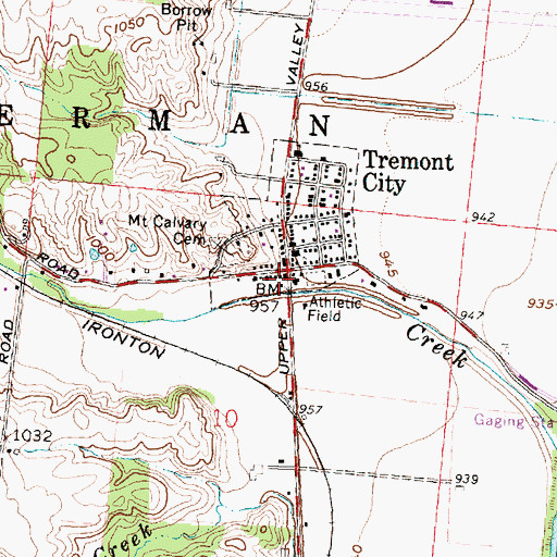 Topographic Map of Tremont City, OH