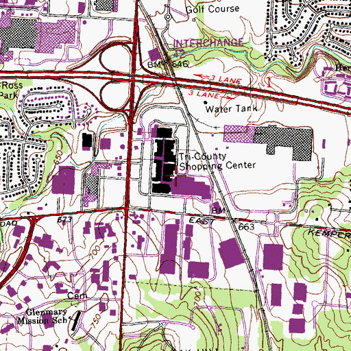 Topographic Map of Tri-County Shopping Center, OH
