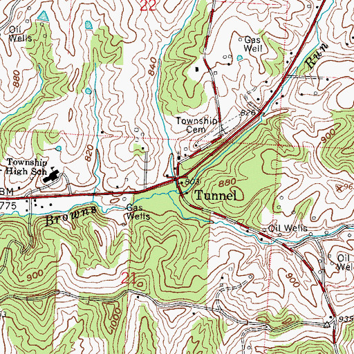 Topographic Map of Tunnel, OH