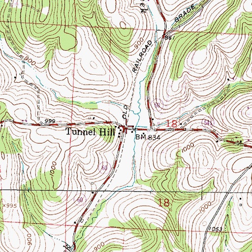 Topographic Map of Tunnel Hill, OH