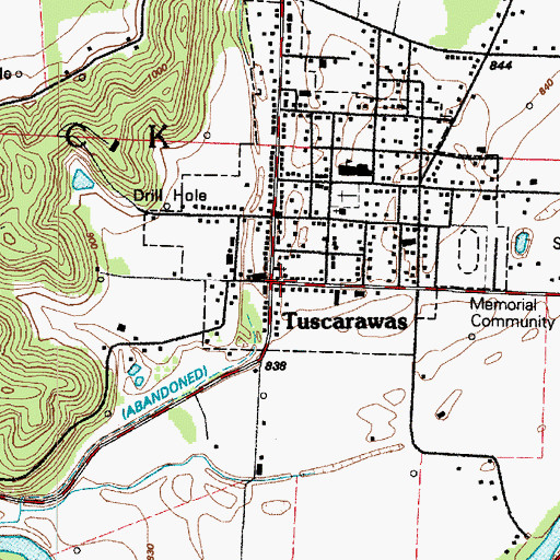 Topographic Map of Tuscarawas, OH