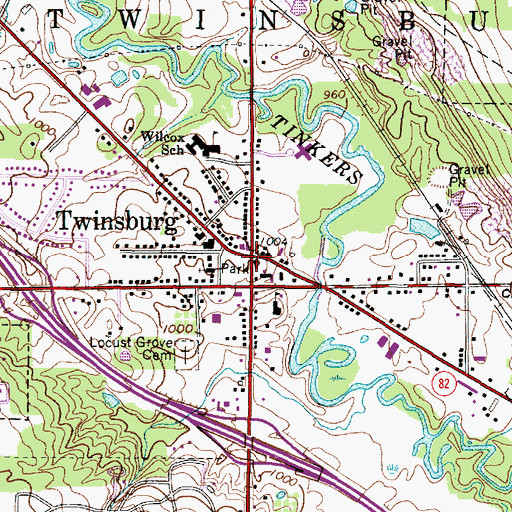 Topographic Map of Twinsburg, OH