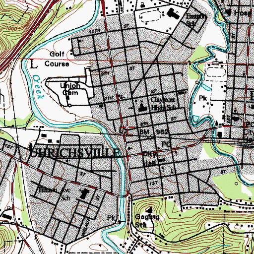 Topographic Map of Uhrichsville, OH
