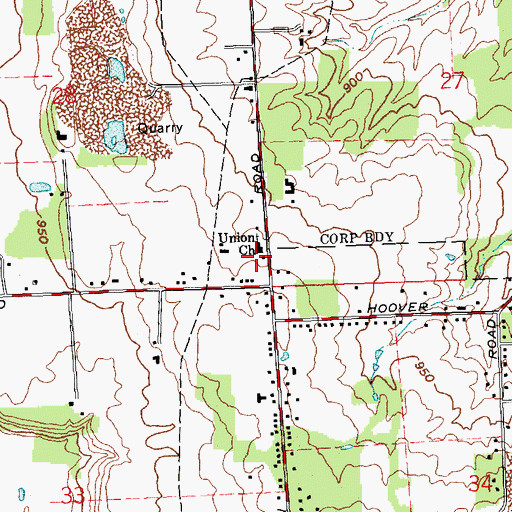 Topographic Map of Union Church, OH