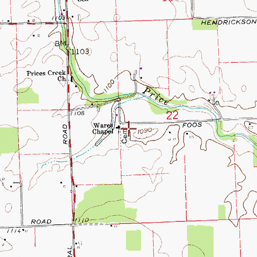 Topographic Map of Wares Chapel United Methodist Church, OH