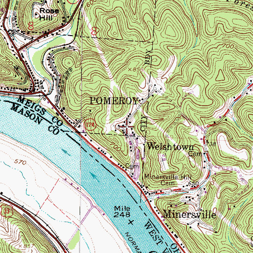 Topographic Map of Welshtown, OH