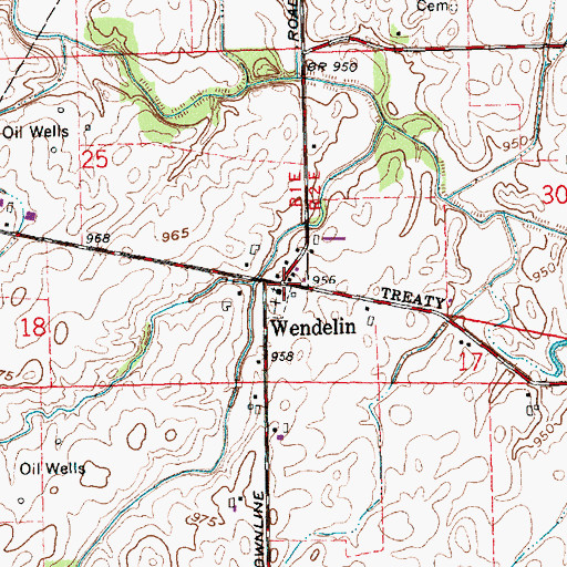 Topographic Map of Wendelin, OH