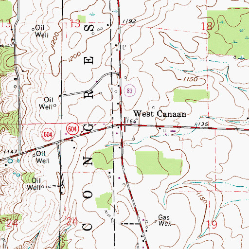 Topographic Map of West Canaan, OH