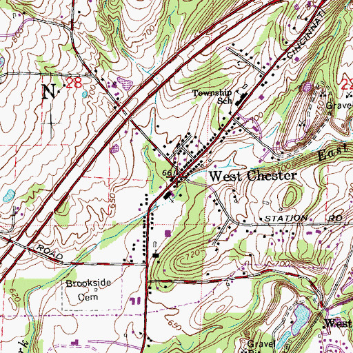 Topographic Map of Westchester, OH