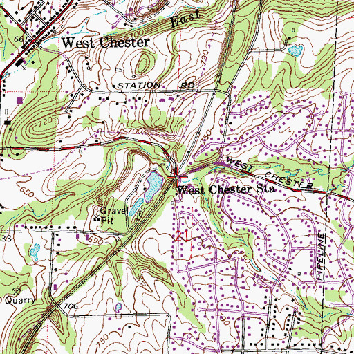 Topographic Map of West Chester Station, OH