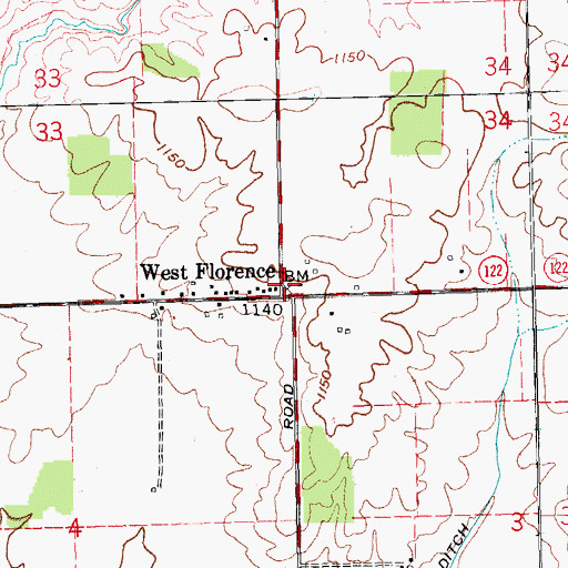 Topographic Map of West Florence, OH