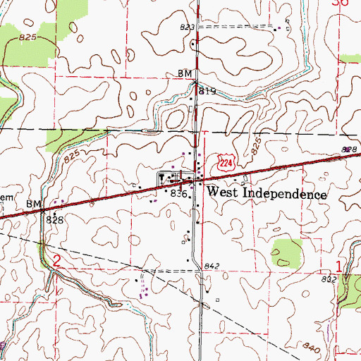 Topographic Map of West Independence, OH