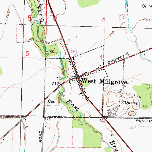 Topographic Map of West Millgrove, OH