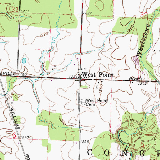 Topographic Map of West Point, OH