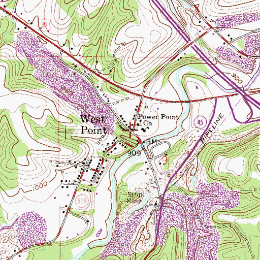 Topographic Map of West Point, OH