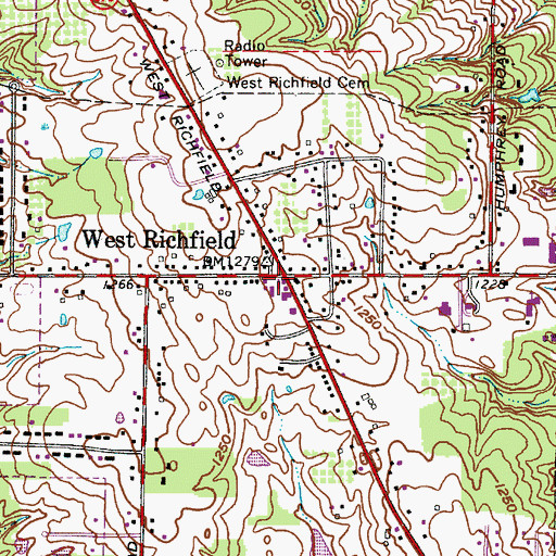 Topographic Map of West Richfield, OH
