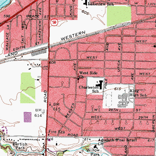 Topographic Map of West Side Church, OH
