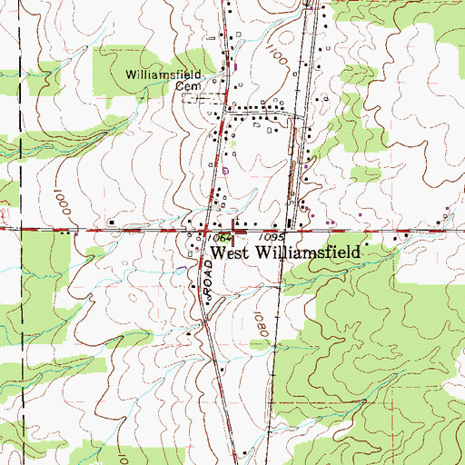 Topographic Map of West Williamsfield, OH