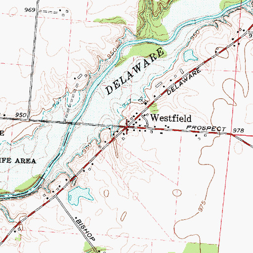 Topographic Map of Westfield, OH