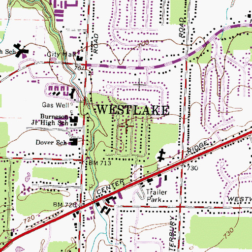 Topographic Map of Westlake, OH
