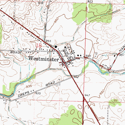 Topographic Map of Westminster, OH