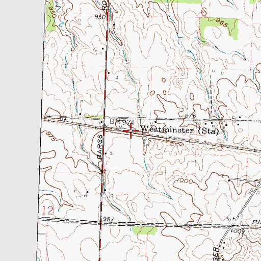 Topographic Map of Westminster, OH