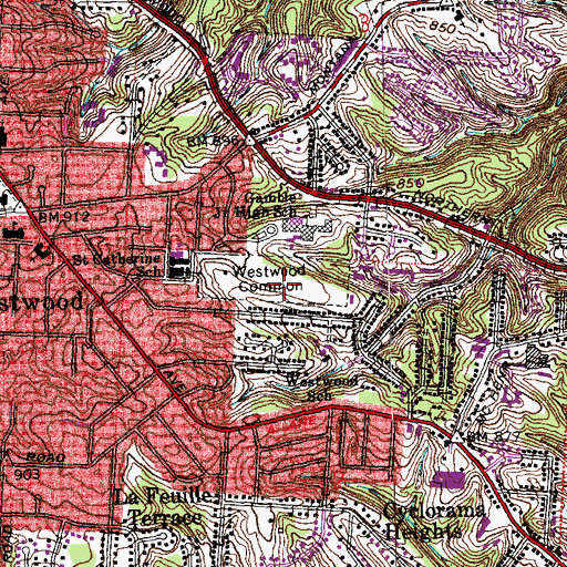 Topographic Map of Westwood Common, OH