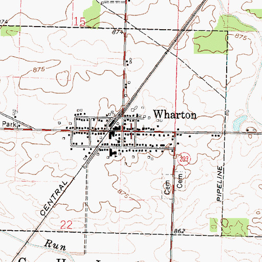 Topographic Map of Wharton, OH