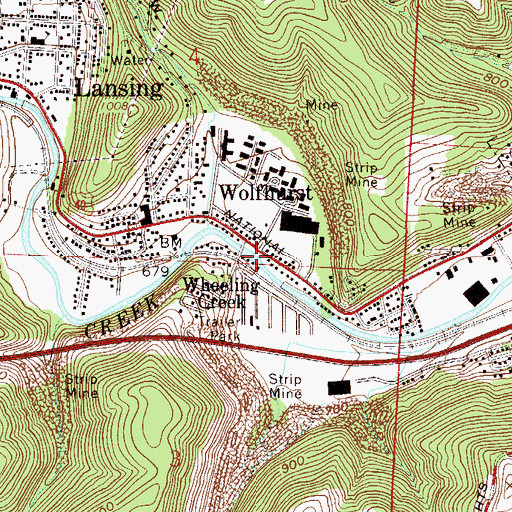 Topographic Map of Wheeling Creek, OH